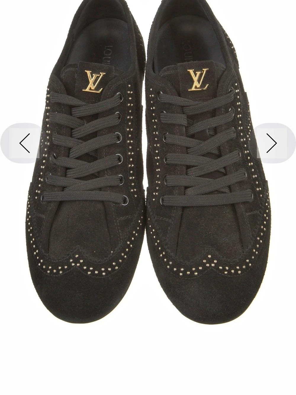 $1198 Louis Vuitton Comfy 289Suede Studded Sneakers -Shoes - Black IT 39, US 8.5